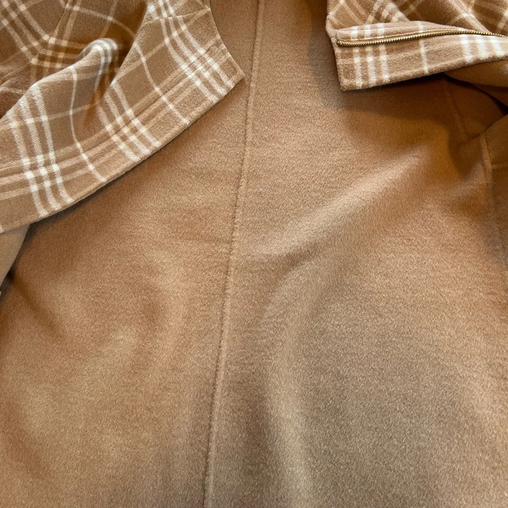 Talbots Wool Coat Jacket tan cream plaid size 1X - Picture 10 of 15